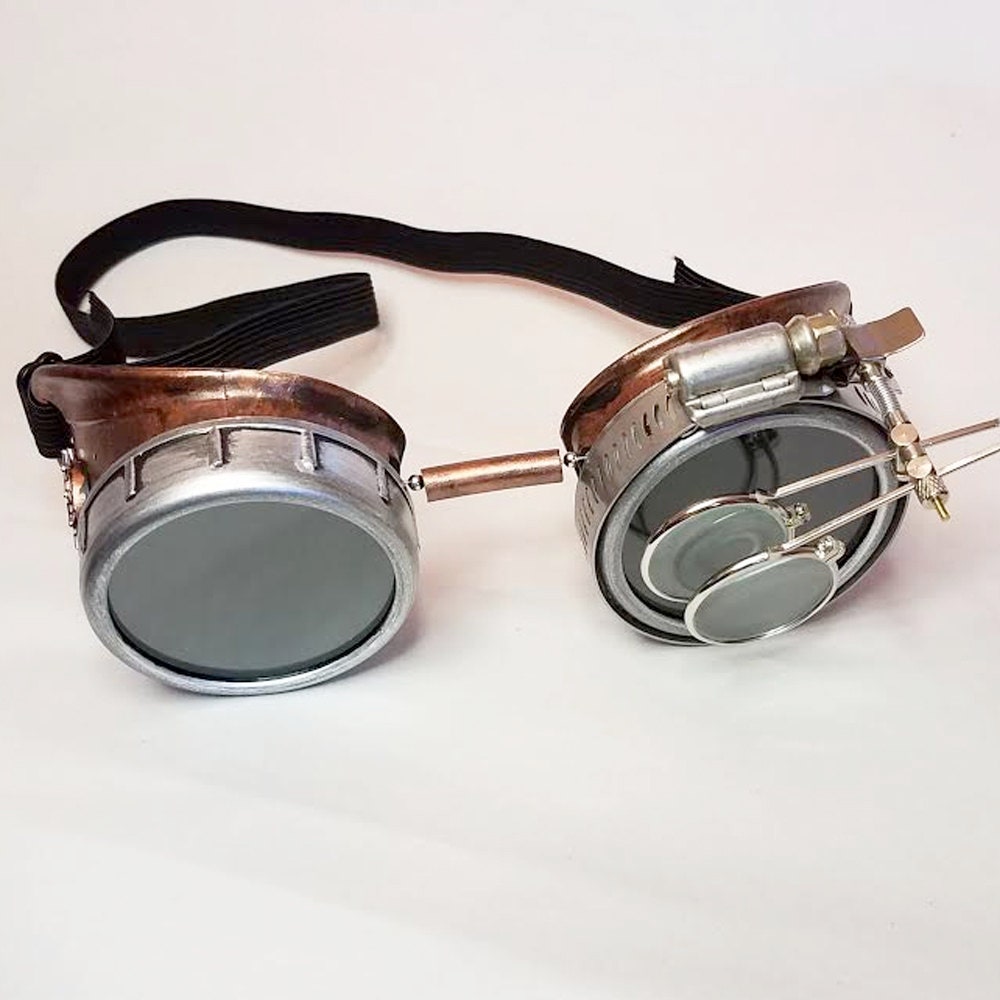 69101 - Silver Steampunk Spike Goggles with Magnifying Glasses and  Kaleidoscope Lenses