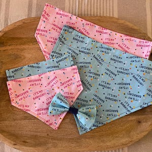 Bandana avec collier pour chien et nœud papillon, C'est mon barkday