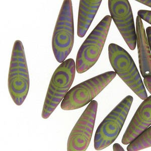 Matte Laser Wing Daggers, 5 x 16mm, 1 hole, 25 pieces Wasabi Green Eye