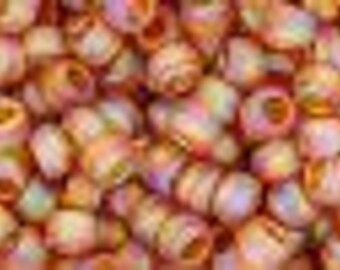 Toho #162CF Transparent-Rainbow Frosted Dark Topaz round Japanese seed beads, 15/0, 14 gms