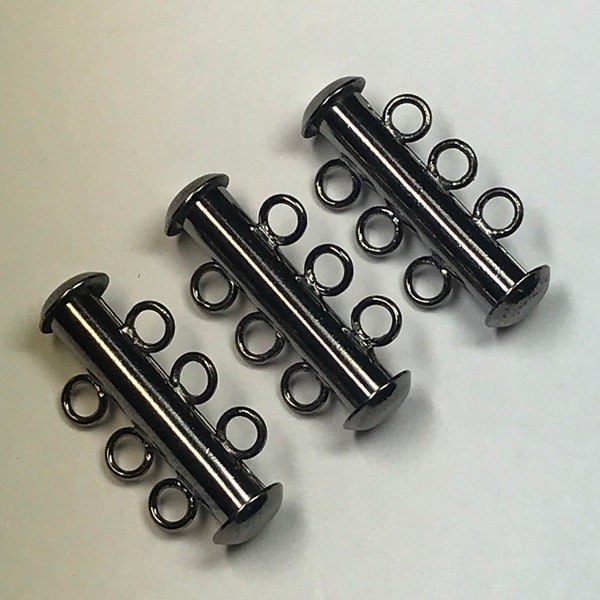 Assorted 3-strand slide clasps, 3 pieces