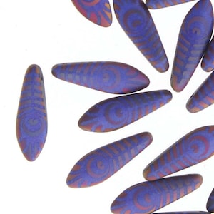 Matte Laser Wing Daggers, 5 x 16mm, 1 hole, 25 pieces Royal Blue Eye