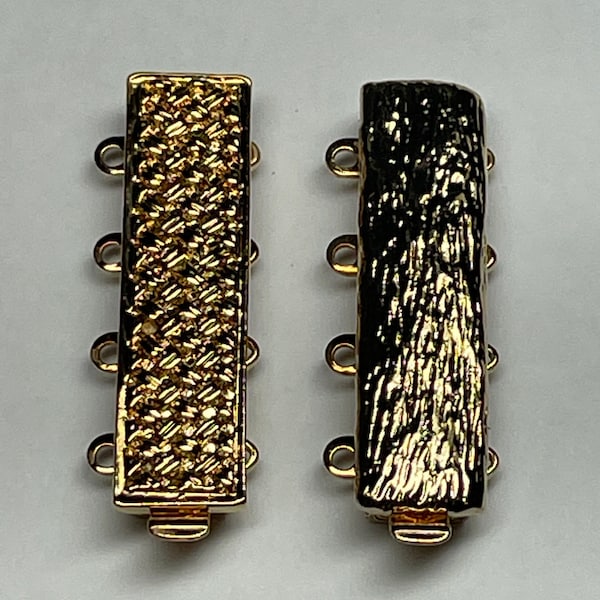 Assorted 4-strand gold plate clasp made in Germany by Claspgarten, 10x25mm, Basketweave, Textured