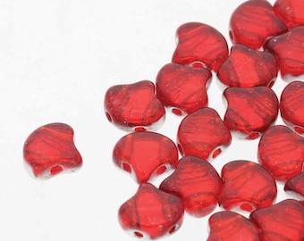 40 backlit ruby ginko beads, 2-hole, GNK8790080-27002