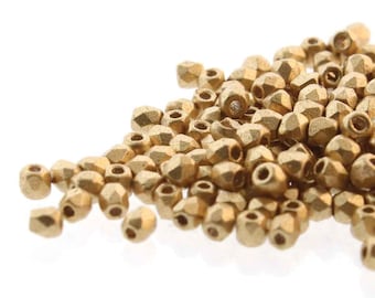 True 2mm pale bronze gold round fire polish, FPR0200030-01710