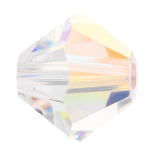 31 4mm Crystal AB, Crystal AB2X Preciosa spacer bicone crystals