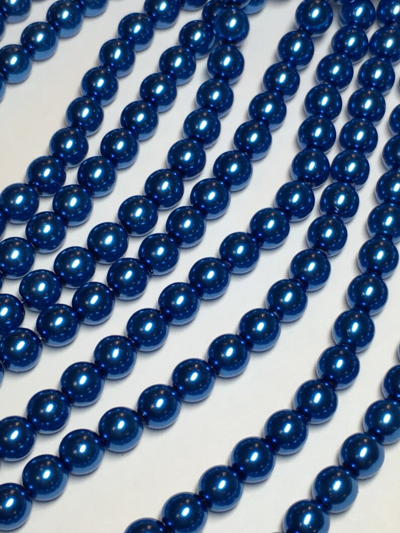 Cerulean Blue Colour 4mm Round Czech Glass Pearl Polished Beads x 25