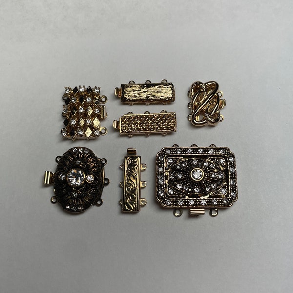 Assorted 3-strand antique gold plate box clasp Elegant Elements made in Germany