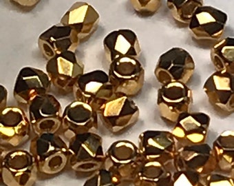 True 2mm Crystal 24K gold plate round fire polish, FPR0200030-GP