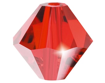 31 4mm Light Siam and Light Siam AB Preciosa spacer bicone crystals