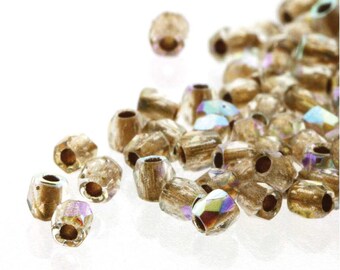 True 2mm Round fire polish, crystal AB bronze lined, FPR0200030-68506