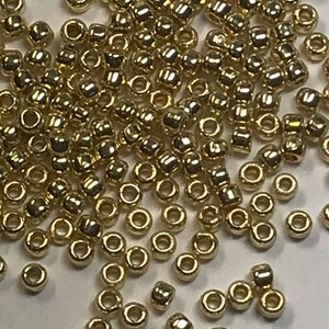 Toho #PF559 yellow gold Galvanized PermaFinish Japanese seed beads, 11/0, 24 gms