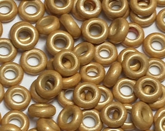 10gms 8/0 #PF557F Demi Round Toho seed bead, gold galvanized matte PermaFinish