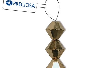 42 3mm Crystal Aurum half coated Preciosa spacer bicone crystals