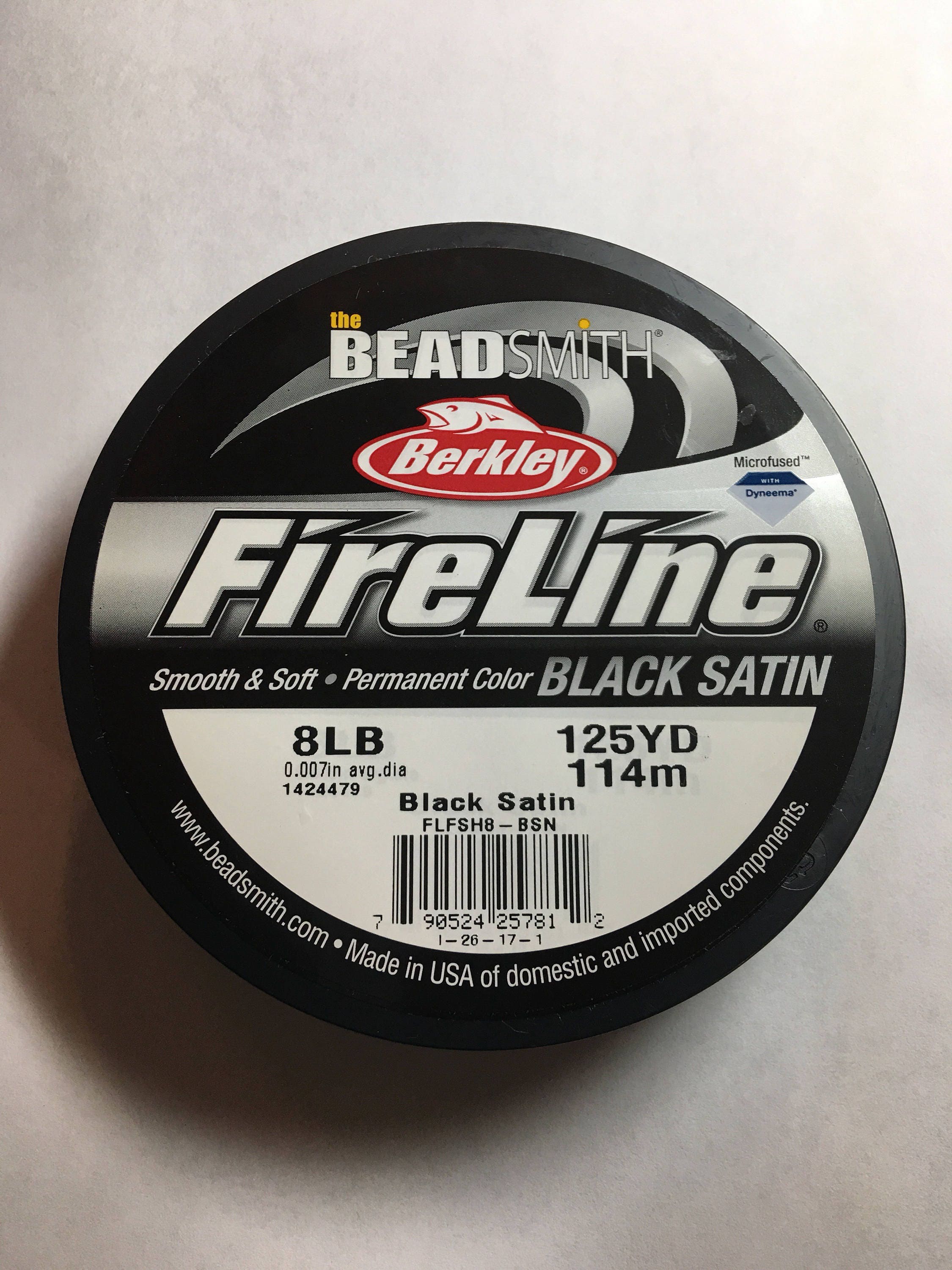 8lb Black Satin Berkley Fireline Microfused Braided Bead Thread, 125 Yards,  50 Yards, 300 Yards 