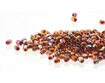 True 2mm crystal copper plate AB round fire polish, FPR0200030-CPAB