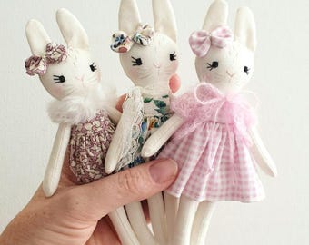 Mini Bunny Doll Sewing Pattern PDF Tutorial Plush Rabbit Soft Toy Beginner Friendly