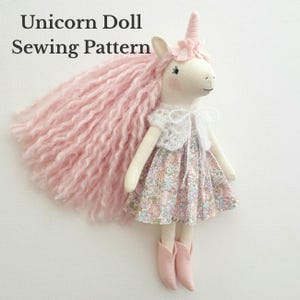 Patrón de costura de unicornio en PDF, tutorial de peluche, proyecto de muñeca de trapo suave para principiantes