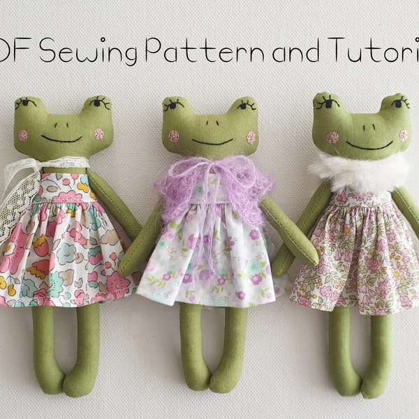 Patron de couture et tutoriel de poupée grenouille. Patron de couture et tutoriel PDF Mini Froggy Doll.