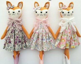Fox Doll Sewing Pattern PDF Woodland Nursery Soft Toy with Clothes Tutorial