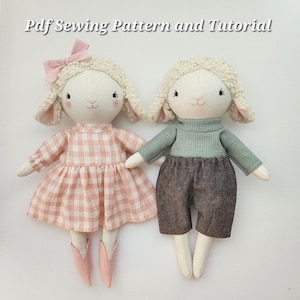 Lamb Doll PDF Sewing Pattern Stuffed Lamb Plush DIY Beginner Tutorial Easy Farm Animal Digital Download Nursery Decor Baby Gift Handmade