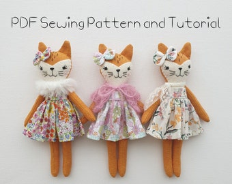 Fox Doll PDF Doll Sewing Pattern and Tutorial. Mini Fox Doll Sewing Pattern and Tutorial.