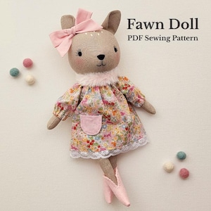 Deer Fawn Doll Sewing Pattern PDF Tutorial with Clothes Beginner Soft Toy Pattern