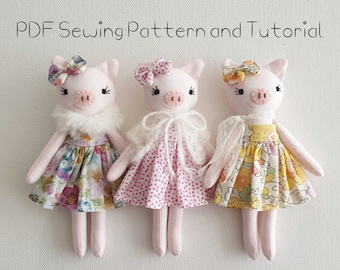 Piggy Doll Sewing Pattern and Tutorial. Mini Piggy Doll PDF Sewing Pattern and Tutorial.