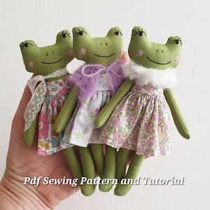 Miniature Frog Doll Pattern DIY Toy Dollhouse Frog Beginner Sewing Pattern PDF Tutorial Small Plush Handmade Easy Craft Child Toy Gift