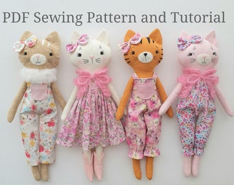 Kitten Doll Sewing Pattern - Digital pdf Doll Sewing Pattern.