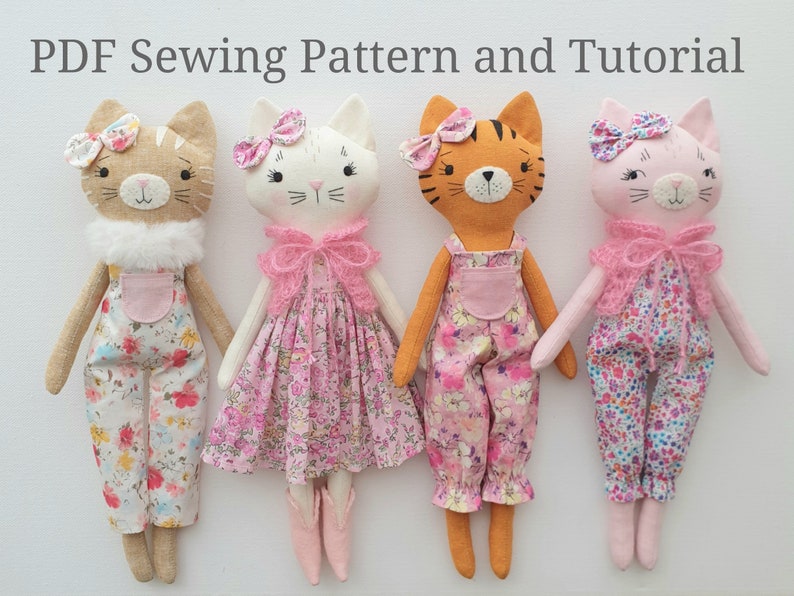 Kitten Doll Sewing Pattern Digital pdf Doll Sewing Pattern. image 1