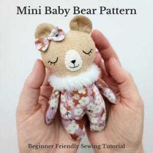 Mini Baby Bear Sewing Pattern PDF, Beginner Plush Toy Tutorial, DIY Baby Gift