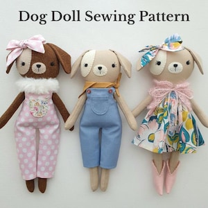 子犬人形の裁縫パターン：DIYぬいぐるみ犬、服、アクセサリー（PDFパターン）