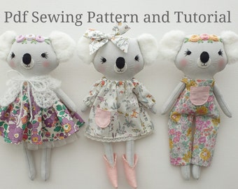 Koala Doll Sewing Pattern - Digital pdf Doll Sewing Pattern.