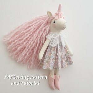 Unicorn Sewing Pattern Easy Beginner DIY Doll First Sewing Project PDF Tutorial Magical Pattern Baby Gift Nursery Decor Plush Toy Fantasy