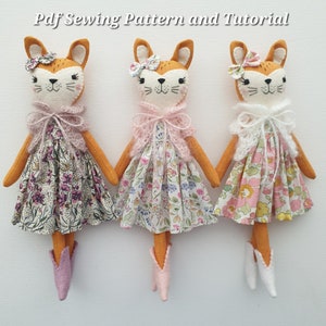 Sweet Fox Doll Sewing Pattern and Tutorial PDF Easy Handmade Fox Doll Pattern Woodland Nursery Craft Baby Shower Gift Forest Toy Pattern