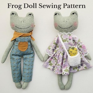 Frog Doll Sewing Pattern PDF with Clothes Heirloom Soft Toy Tutorial