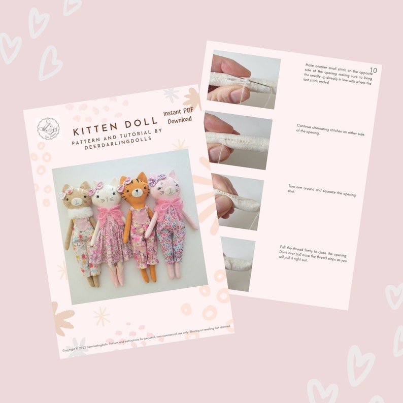 Deer Darling Dolls Cat Sewing Pattern PDF Beginner Sewing Pattern Stuffed Animal Pattern Cat Stuffed Animal Doll Pattern Baby Shower Gift DIY Cat Lover Gift Nursery Decor