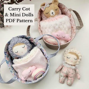 Doll Carry Cot & Mini Doll Sewing Pattern PDF | Soft Toy Tutorial | Beginner Friendly