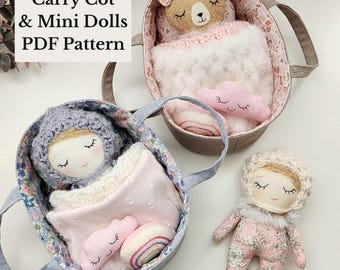 Doll Carry Cot & Mini Doll Sewing Pattern PDF | Soft Toy Tutorial | Beginner Friendly