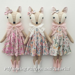 Sweet Fawn Doll PDF Pattern and Tutorial Easy Handmade Deer Doll Pattern Woodland Nursery Craft Baby Shower Gift Forest Toy Sewing Pattern
