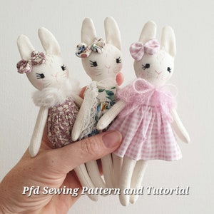 Bunny Sewing Pattern PDF Easy Dollhouse Miniature Easter Rabbit DIY Soft Toy Tutorial Beginner Friendly Baby Shower Gift Nursery Decor Plush