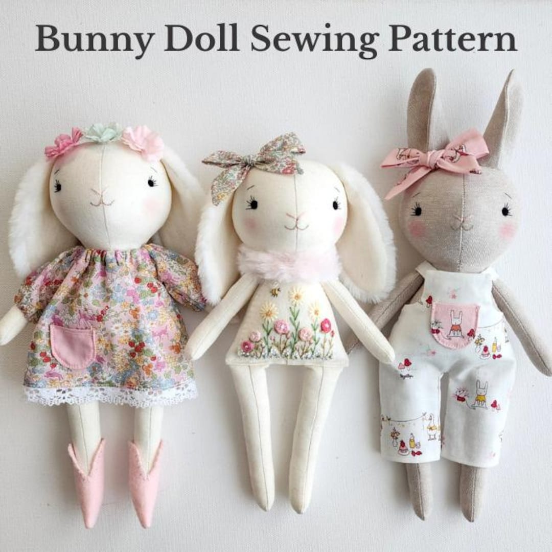 Embroidered Bunny Doll Sewing Pattern PDF With Clothes and Outfit ...