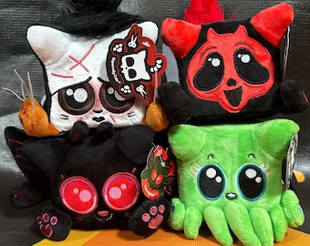 Squaredy Cats Plush Bundle: ScissorPaws, GhostPuss, Mothman-Kat, Cathulhu
