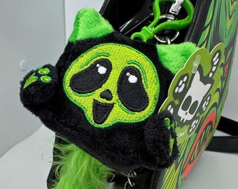 Sweet kawaii horror mini plush slasher with plastic clip by Squaredy Cats