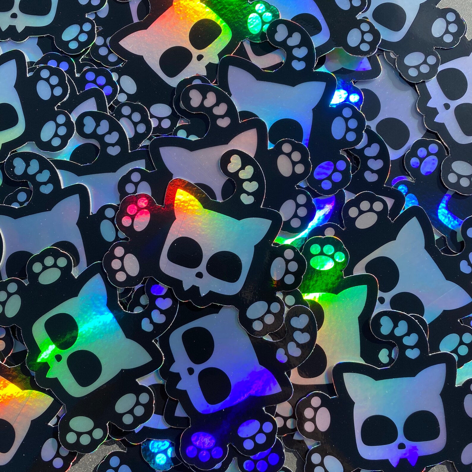 Holographic Cat Skull Sticker Squaredy Cats logo sticker Etsy