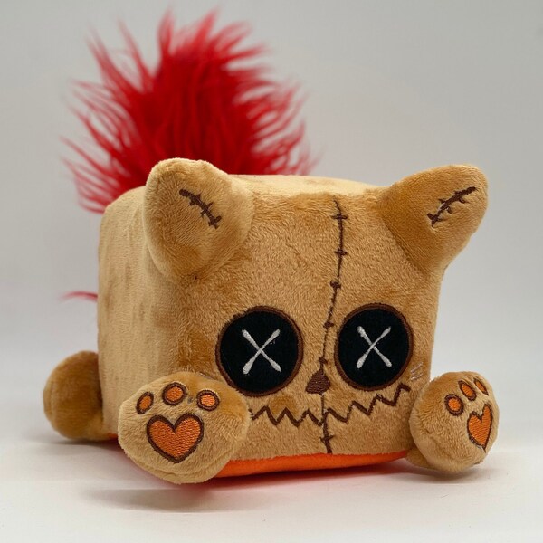 Tricky (not Sam from Trick r Treat) the cute scary costumed Halloween scarecrow plush kitty by Squaredy Cats