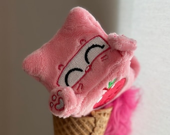 Strawberry Ice Cream Ninja mini plush by Squaredy Cats