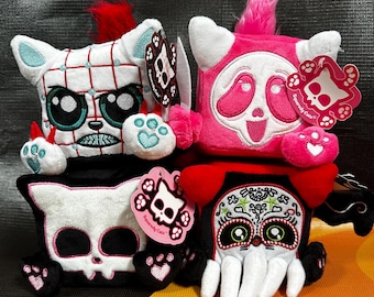 Squaredy Cats Plush Bundle: Heckraiser, GhostPuss, Jolly Cat, Sugar Skull Cathulhu