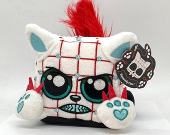 Pinhead parody kawaii horror Heckraiser plush kitty gift idea by Squaredy Cats